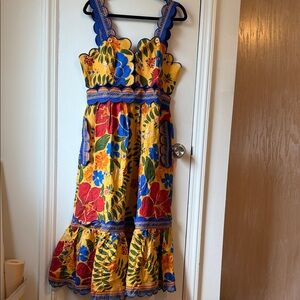 FARM Rio Yellow and Blue Floral Maxi Dress